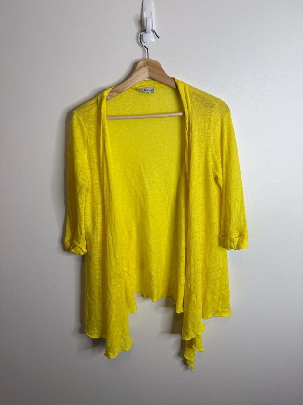 Maria bellentani Lightweight Yellow Open-Front Women's Cardigan linen size xs